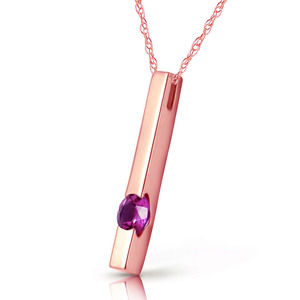 14K. SOLID GOLD NECKLACE WITH NATURAL AMETHYST (Rose Gold)